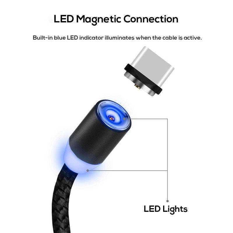 TPE USB Type C Magnetic Charging Cable 100cm USB Data Transfer Cables 360 Degree