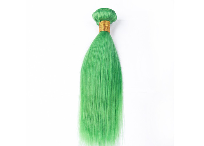 Green 100% Remy Virgin Human Hair , Straight Peruvian Weave Bundles