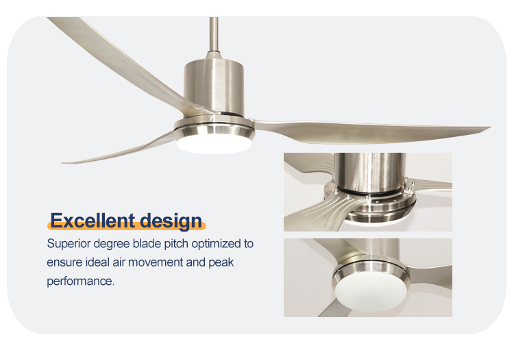Modern Design 3 Blades 5 Speeds and Remote Control Ceiling Fan with LED Light by 1stshine