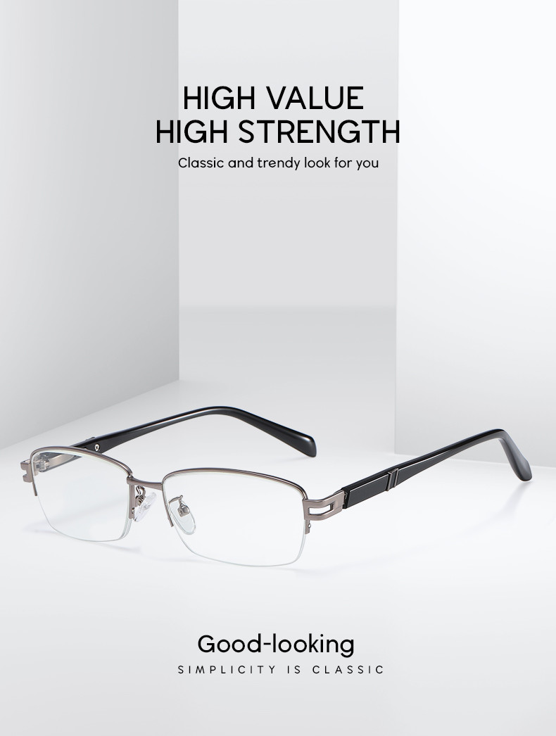 Men Metal Frame Computer Rectangle Reading Glasses Stainless Steel Spring Hinges Sun Readers