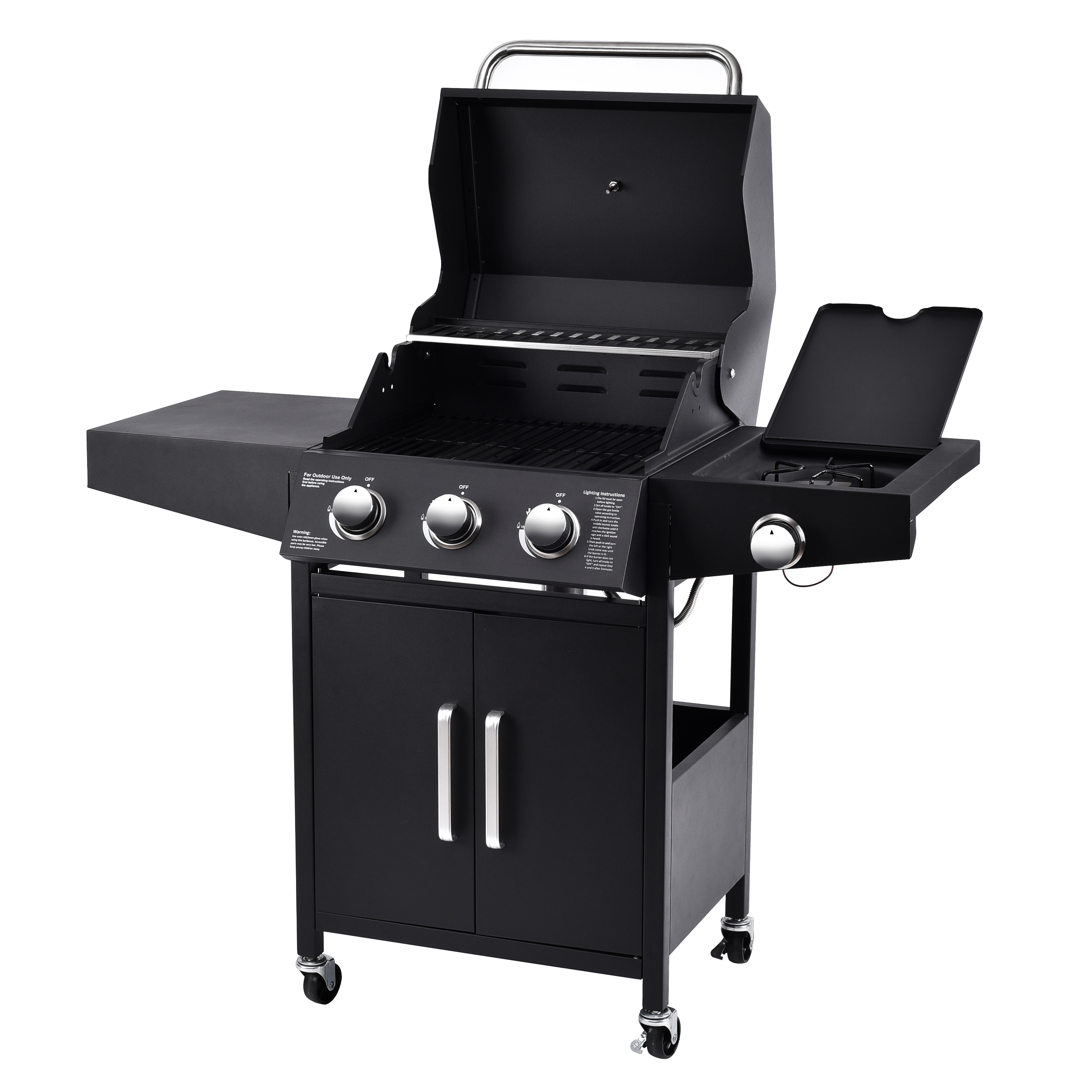 Gas Barbecue Grills Outdoor With Stove hybrid grill 3 1 burners Butane for Tailgating