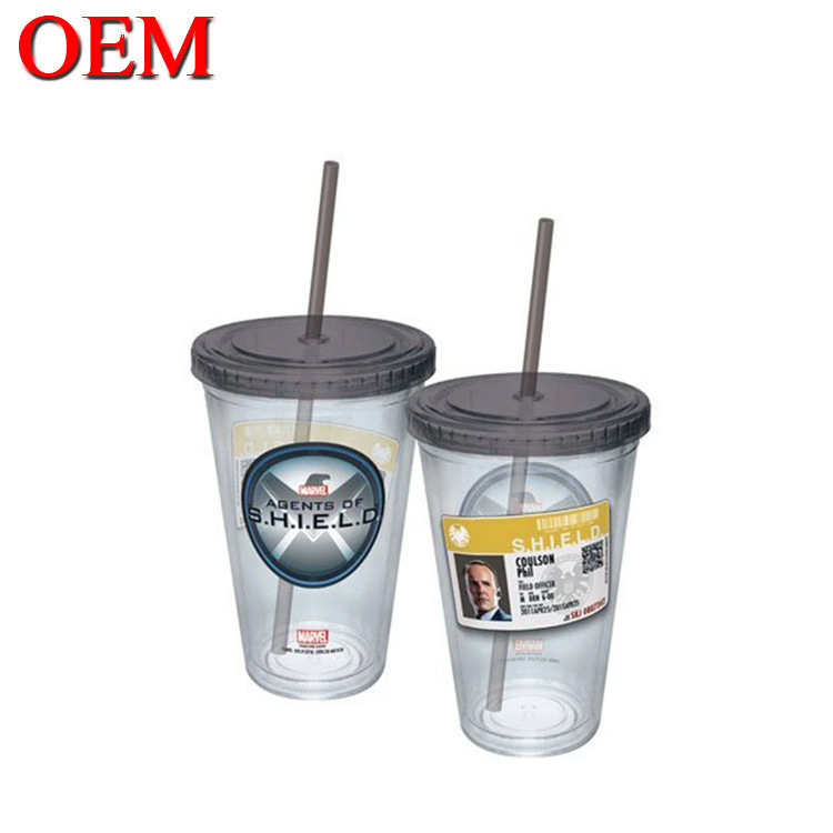 Supplier High Quality Customized Marvel Double Walled Plastic Travel Cup With Straw