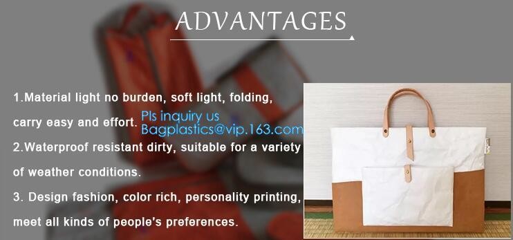 Cheap Lightweight Cheap Brown Custom Made Print Logo Water-proof Tyvek Paper Tote Shopping Bageco reusable promotion gif