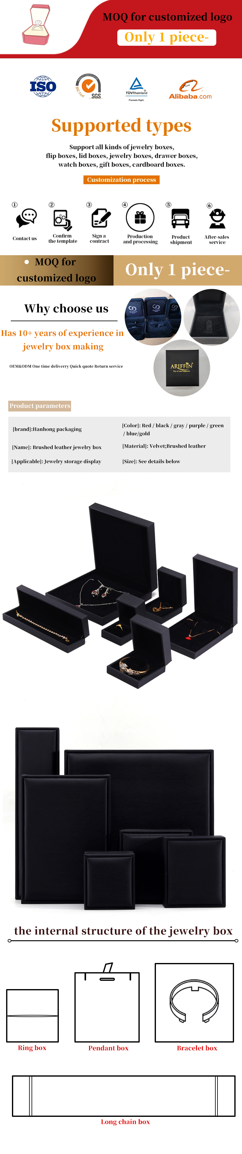 OEM Grain Textured Noble Luxury PU Leather Jewelry Box Case For Storage Packaging
