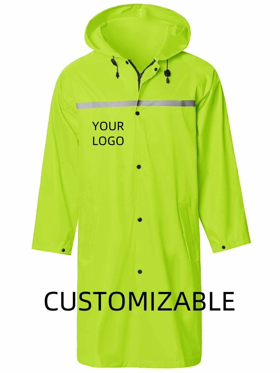 150D Oxford Reflective Safety Rainwear Fluorescent Green Windbreaker