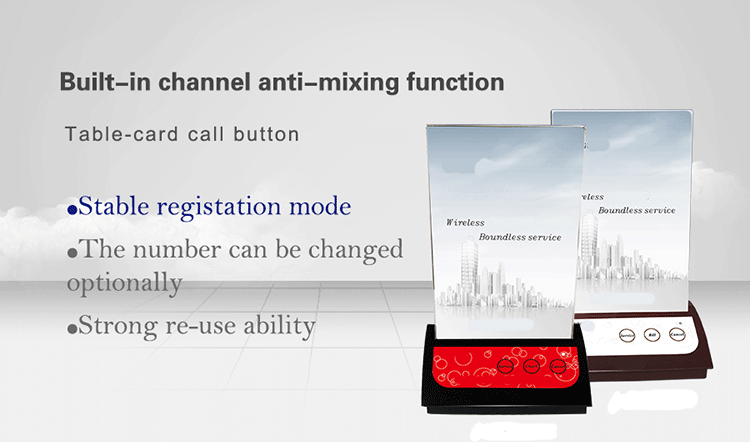 restaurant wireless calling system with 5 table callers for guest and 1 display receiver for waiter