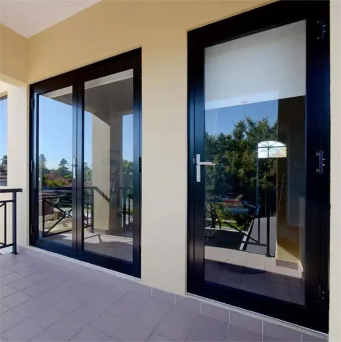 Stainless Steel Screen Netting Custom Design Thermal Break Aluminum Casement Glass Doors