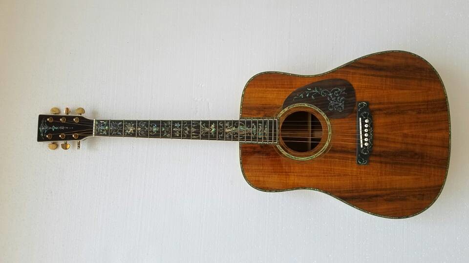 Top quality D45 KOA wood acoustic guitar, Solid spruce top, Abalone inlays etc