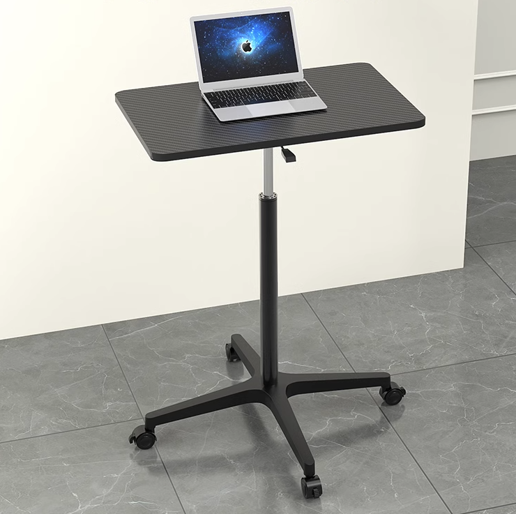 Rustic Brown Metal Pneumatic Stand Workbench Table for Home Office Computer Work