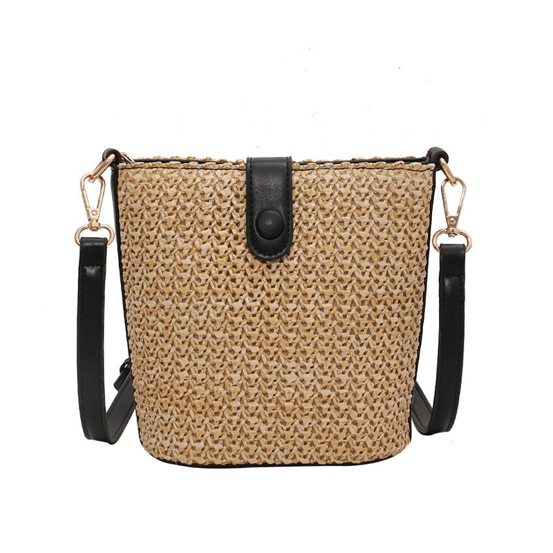 Summer Fashion Versatile Straw Woven Bag One Shoulder Diagonal Bucket