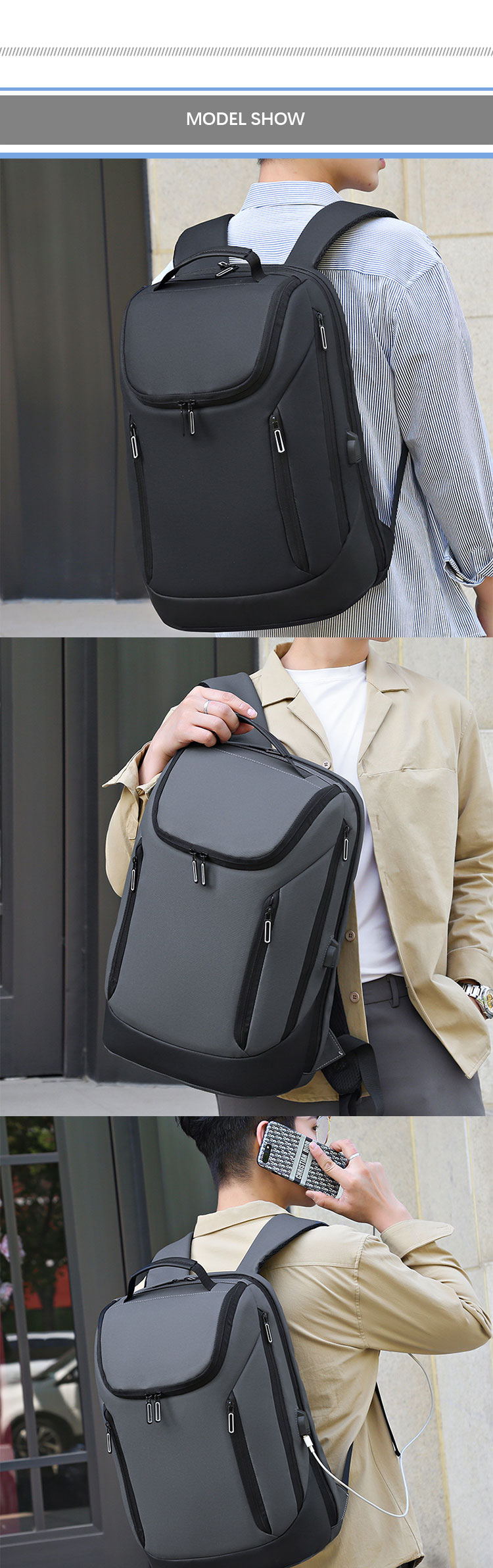 Multifunctional Smart Laptop Backpack Nylon Computer Bag USB Charger Anti Theft