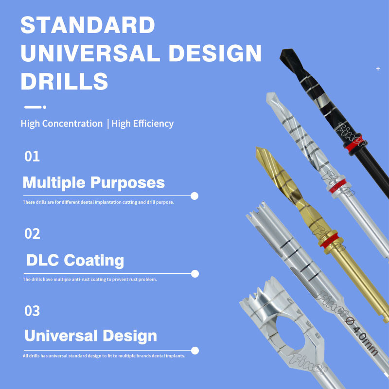 DLC Coating Stainless Steel Standard Universal Design Dental Implant Drill