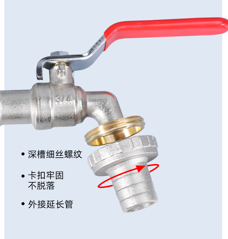 Red Handle 1/2" 3/4'' Male Thread Water Tap Bibcock for Garden Watering and Irrigation