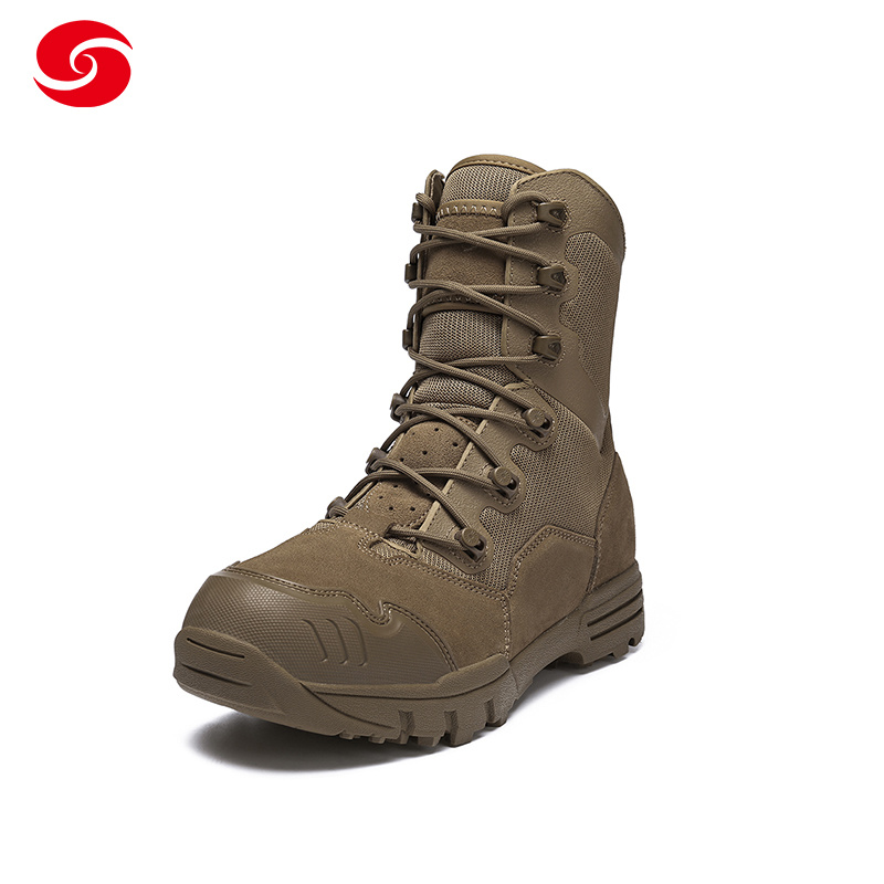 Coyote Cow Leather Nylon Fabric Tactical Men's Boots Military Shoes