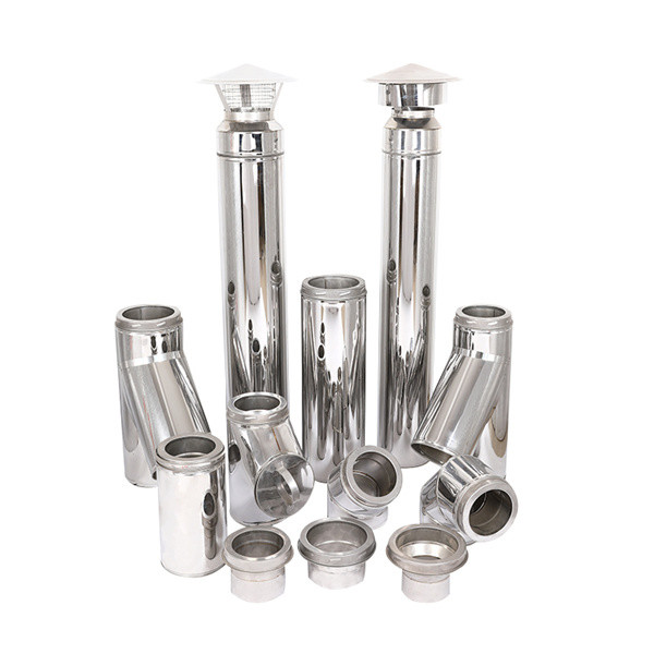 Durable Stainless Steel Double Wall Chimney Pipe Tee With Cap 0.5 Mm Thickness