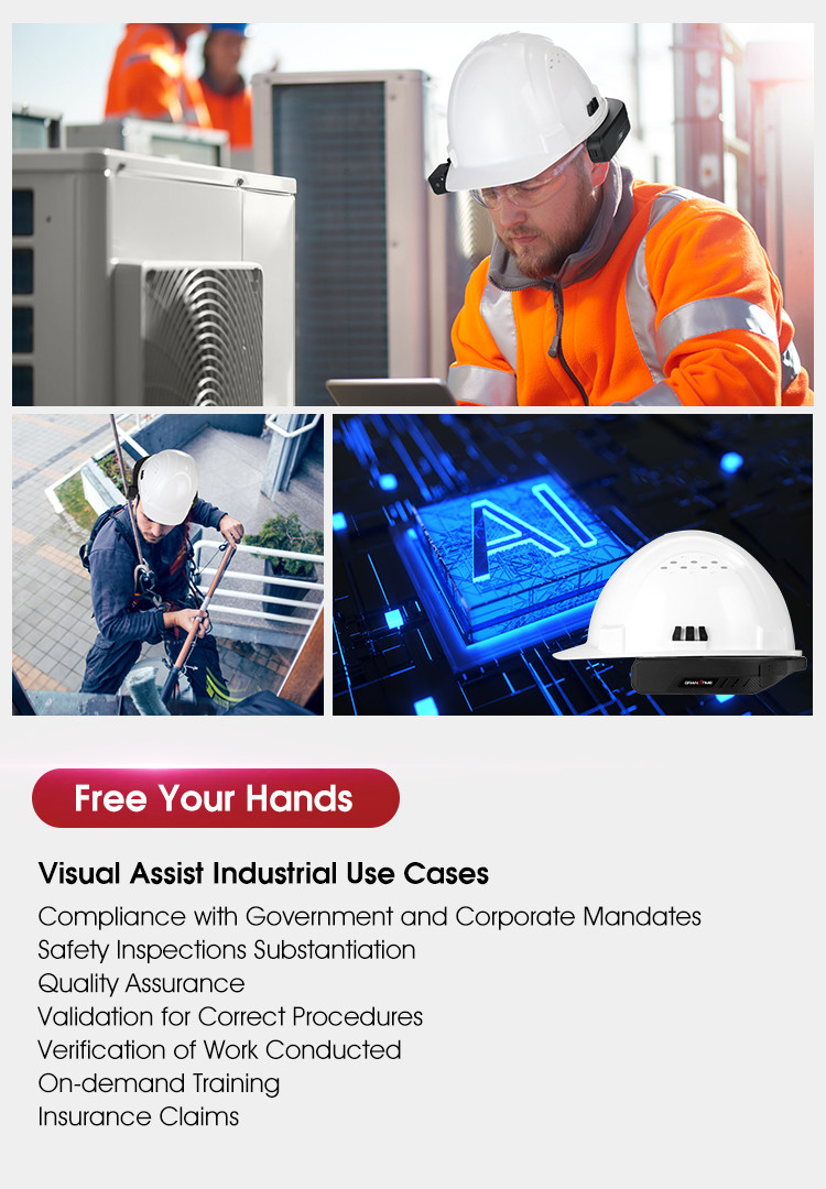 Grandtime security 4G body camera Hard Hats Instant Meeting SOS Remote Control Conference Wide Angle Camera In Smart H