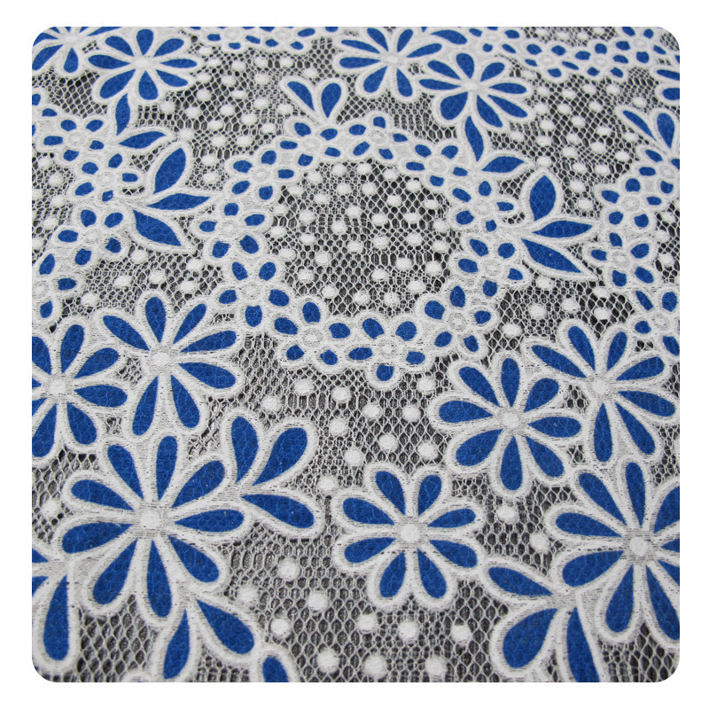 Cotton Circle Colored Polyester Burnout Allover Flower Lace Fabric For Kid Clothes