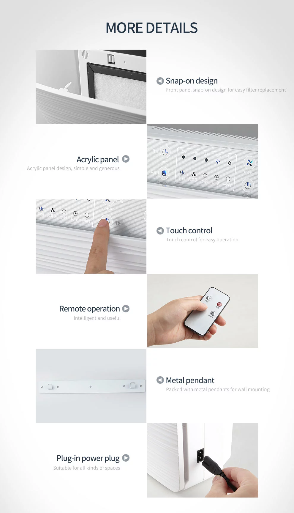 OEM Wall Mounted Air Purifier 400m3/h Silver Ion Plasma Sterilization