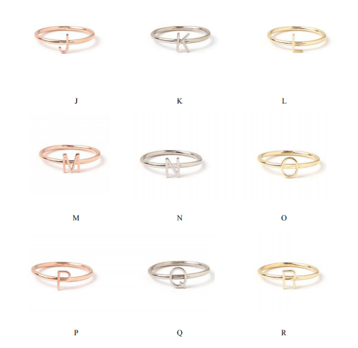 Personalized Initial 14K Gold Mini Letter Stacked 925 Sterling Silver Rings for Women