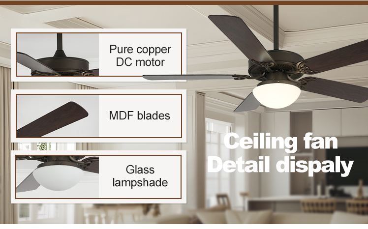 Wall Control 52 inches MDF 5 Blade LED Ceiling Fan with Dimmable Light Classic Design