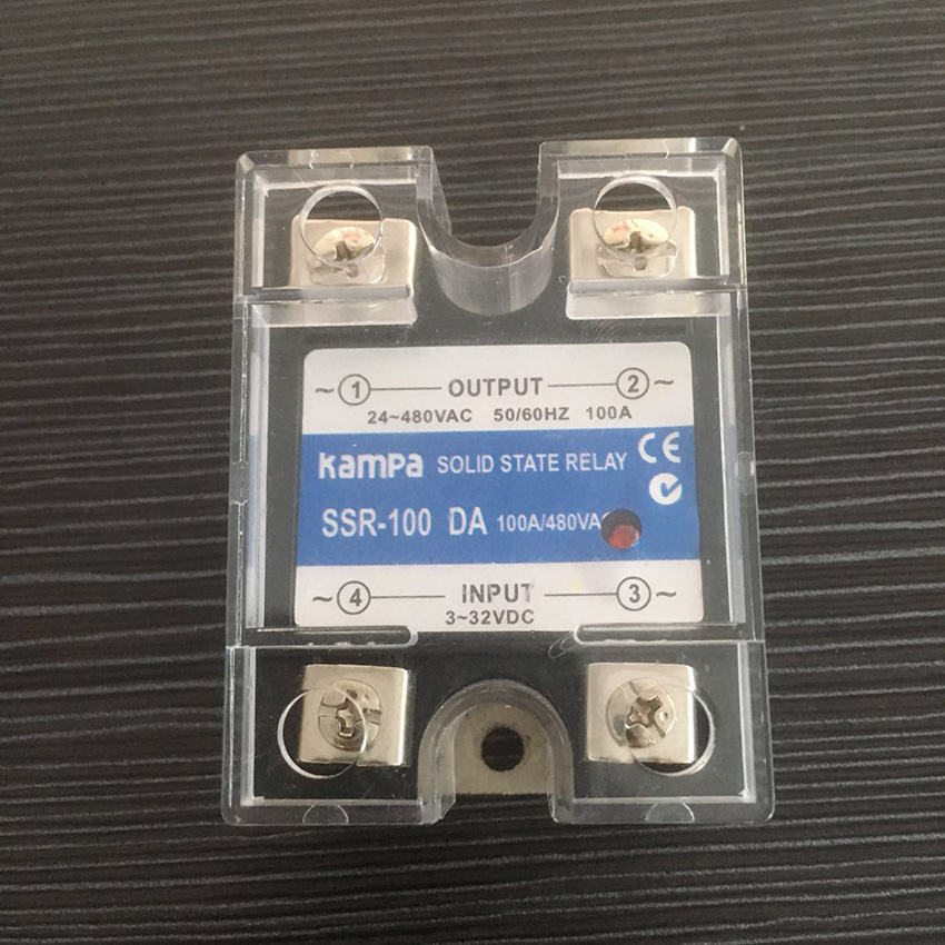 High Quality Single Phase Solid State Relay DC to AC 100A Output 24-480VAC Black SSR Solid State Relay(SSR-100DA)