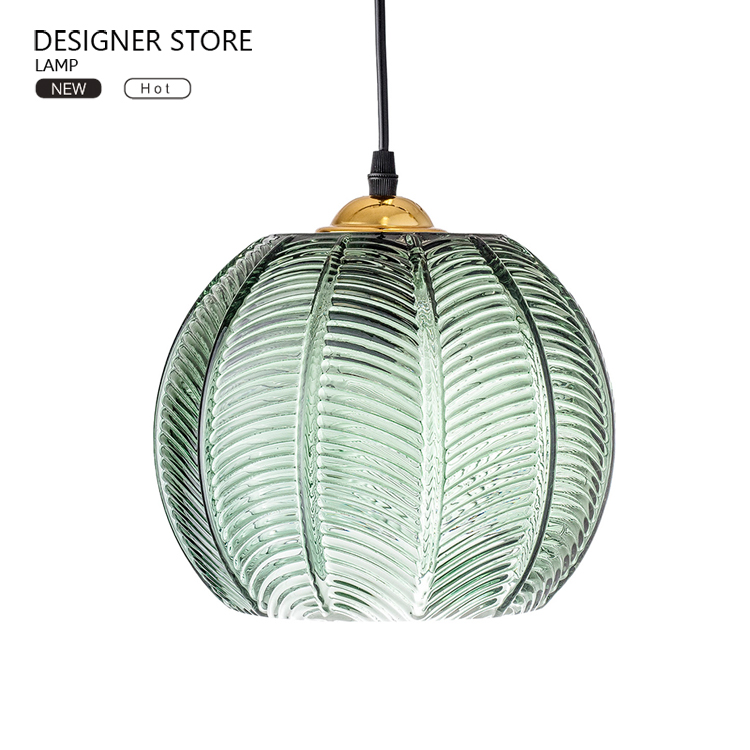 Luxury Bedroom Lamp Decor Luminaire Nordic Modern Leaf Glass Pendant Light(WH-GP-172)