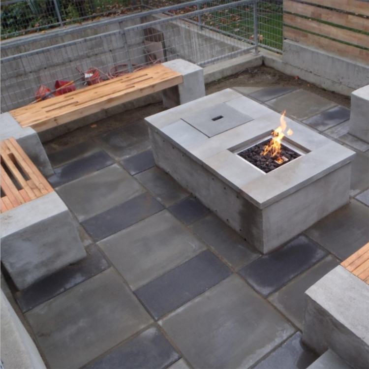 White Grey Modern Concrete Outdoor Dining Patio Table GRC Garden Table