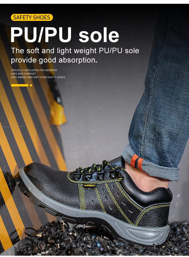 Genuine Leather Industrial Safety Shoes Mens Summer Shoes With Holes