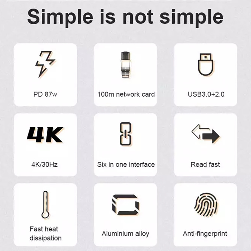 12-In-1 USB C Adapter OEM Multiport Hub with 4K HDMI USB 3.0 RJ45 Lan Ethernet