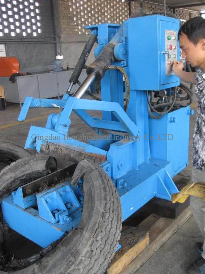 4KW TC1200 Waste Tyre Recycling Plant Used Tire Cutter Rubber Cutting Machine