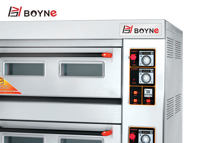 Three deck Six Trays Gas Oven Bakery Pizza Oven With Stone For Restaurant