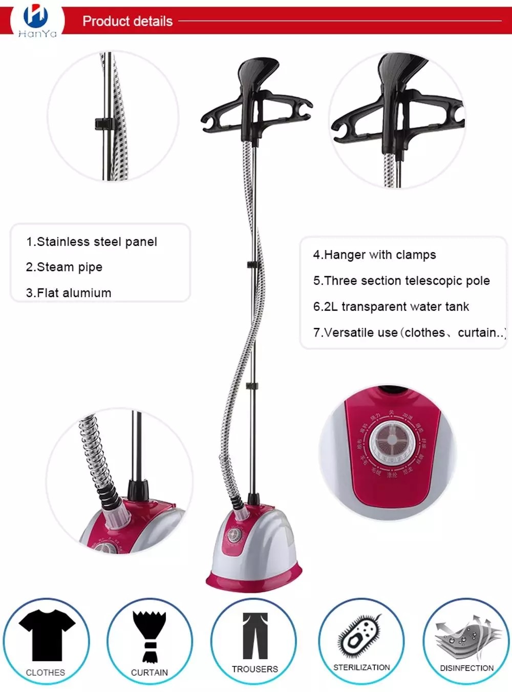 Quick Heat Up Portable Garment Steamer ABS Material Ironing For Curtains