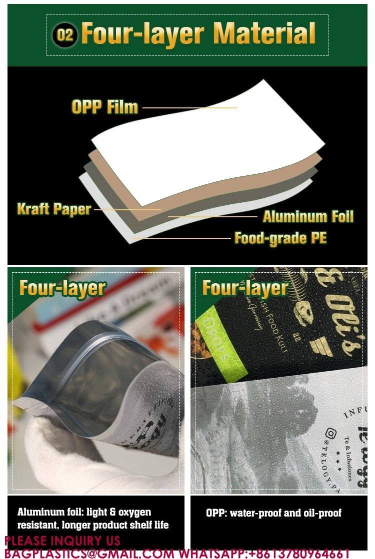 Ecofriendly Zipper Lock Stand Up Bag Sealed EasyTear Food Bag Reusable Candy Snack Bag
