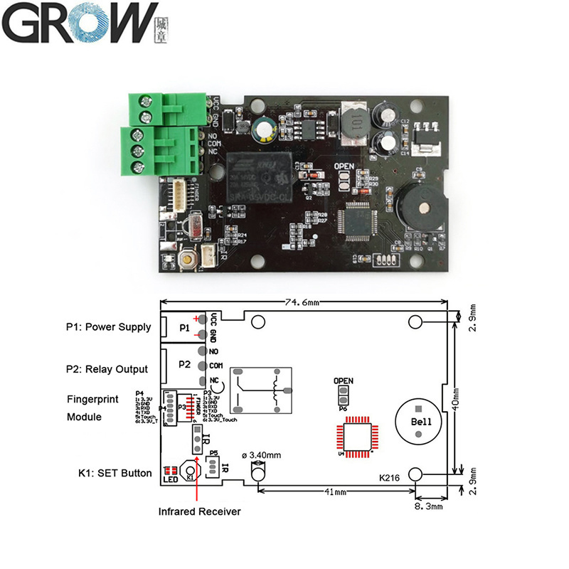 Grow Kl216+R502-F Waterproof Fingerprint Access Control