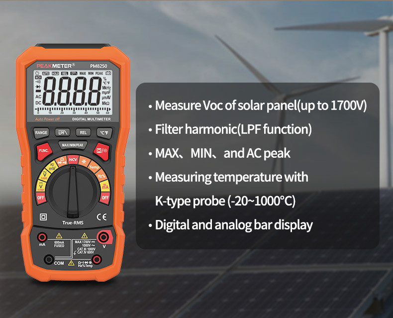 Auto Range Photovoltaic Digital Multimeter Relative LPF Measurement MAX/MIN/PEAK Multimeter