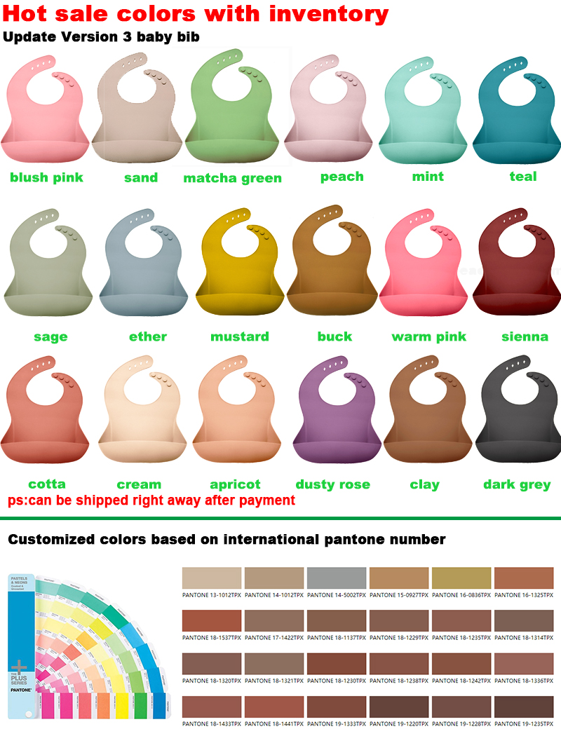 OEM Custom Adjustable Length Silicone Baby Bib With Food Catcher