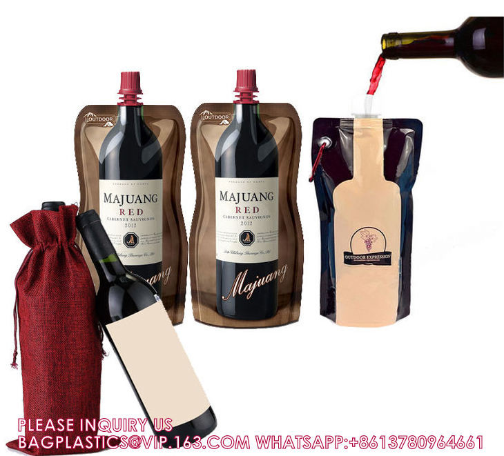 Foil Bag Red Wine Valve Doypack Spouted Bags Custom Biodegradable Kraft Paper Pouch For Food Spout Bag