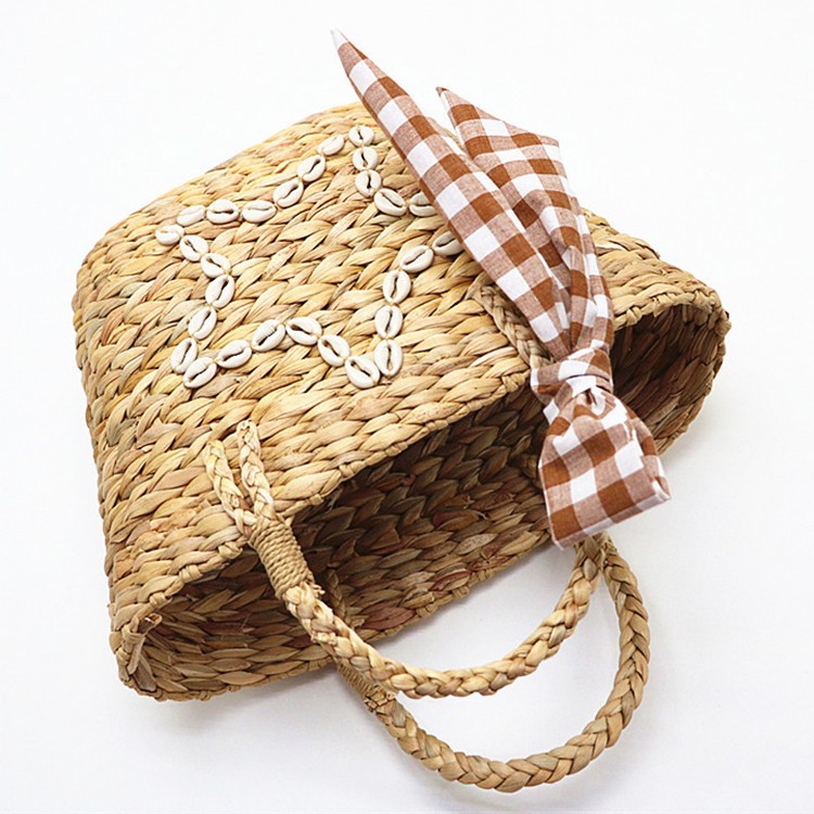 Custom Summer Kids Natural Beach Tote Bag Little Girls Basket Handbag Bucket Straw Bag