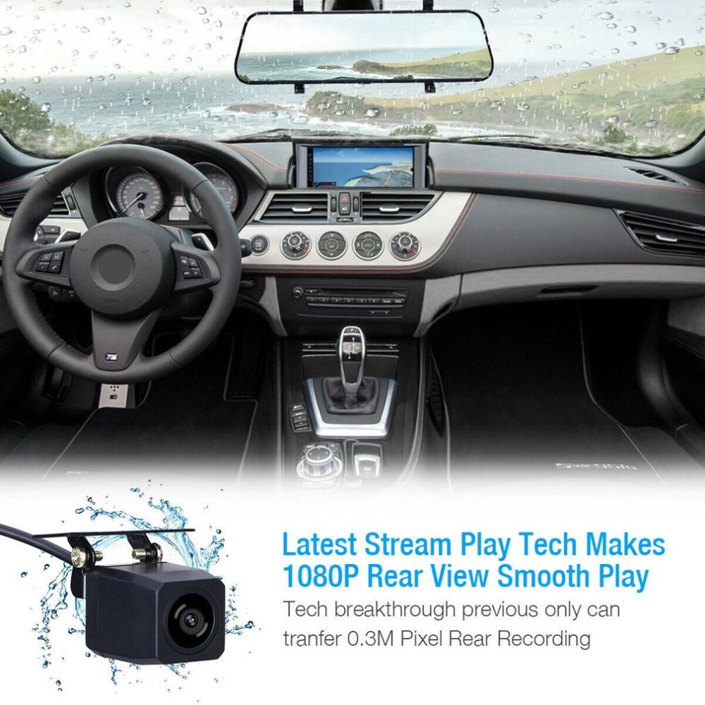 32GB 10 Inch Vehicle Blackbox DVR Dash Cam FHD 1080p Stream Media