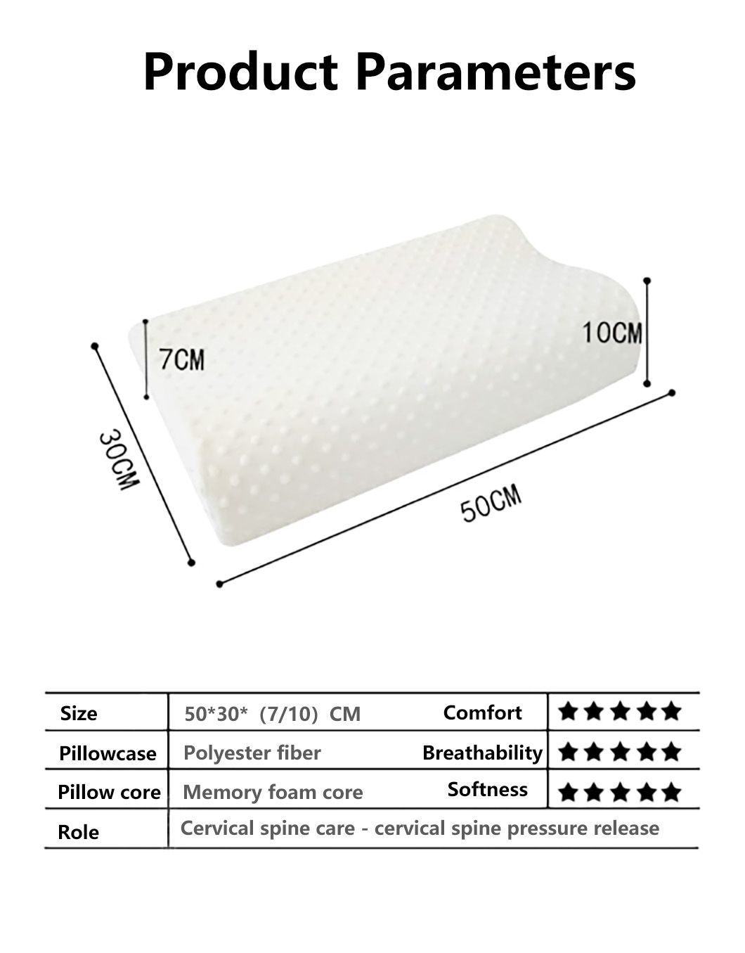 Memory Foam Pillow, Cervical Pillow for Neck Pain Relief, Orthopedic Sleeping Pillows Side, Back and Stomach Sleepers