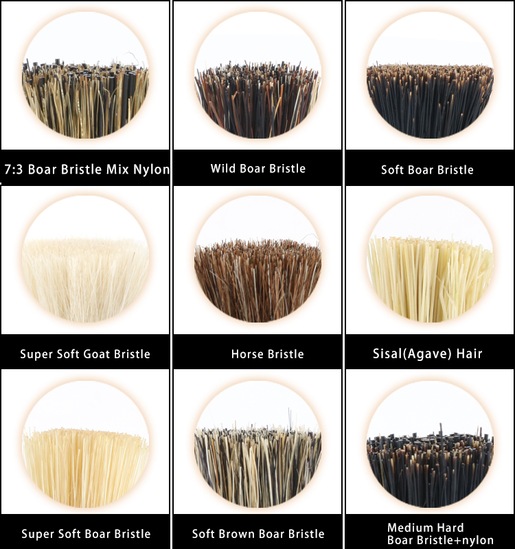 Abeis Square Wave Brush For 360 Curved Palm Wood Handle Natural Soft Boar Bristle