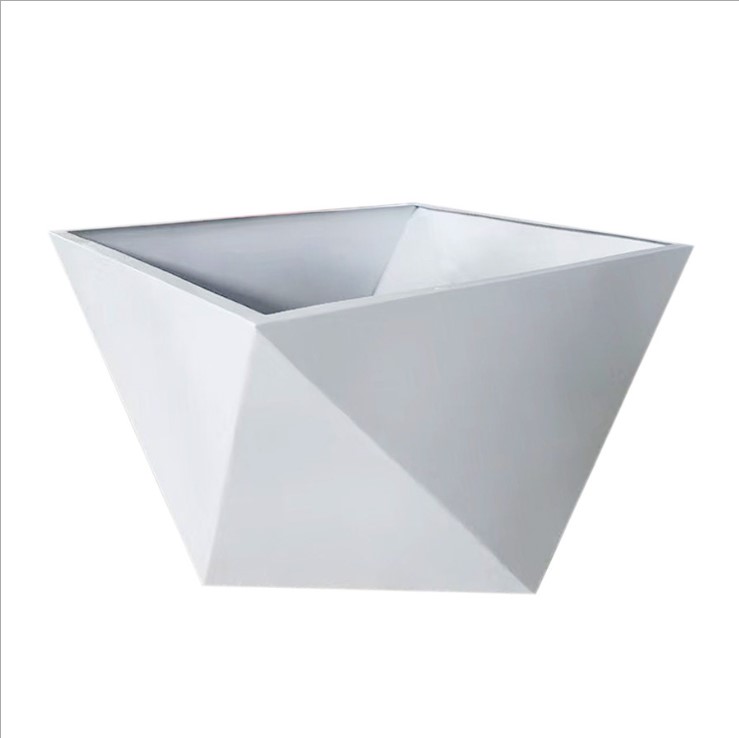 Special Design Galvanized Steel Planter White Powder Coated Flower Pot