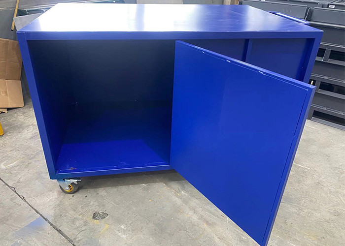 Powdercoating Mobile Lockable Metal Pallet Cage Industrial Stillages On Wheels