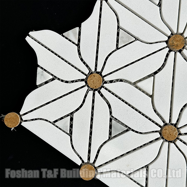 Waterjet Flower Mosaic Floor Wall Tile 320x320mm Grade AAA
