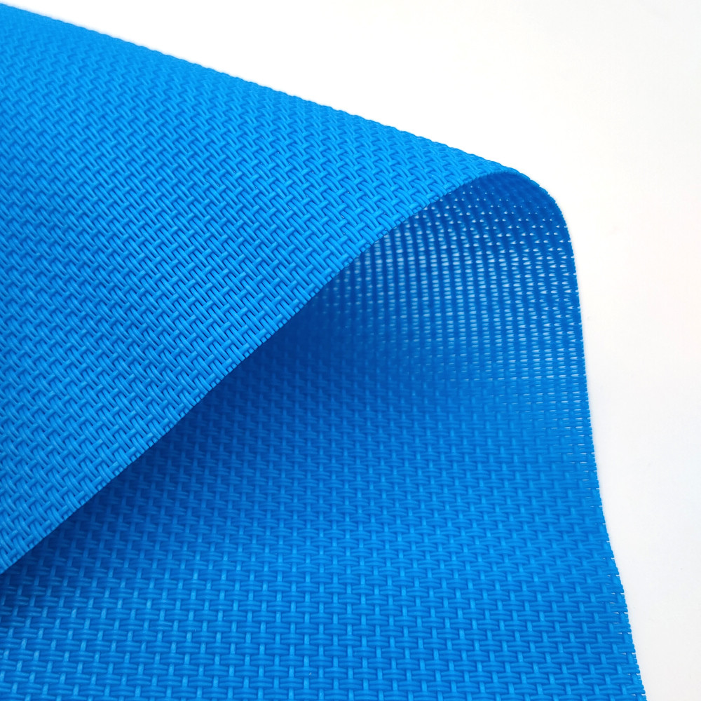 100mm Vinyl PVC Coated Polyester Mesh Fabric Weave Blue