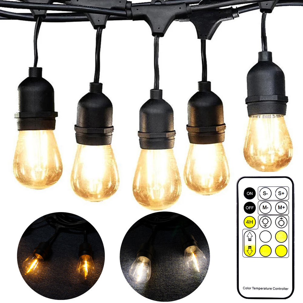 LED Christmas Light String Festival Decoration Waterproof IP65 S14 3500K Dimmable Connectable Remote Control Edison Light