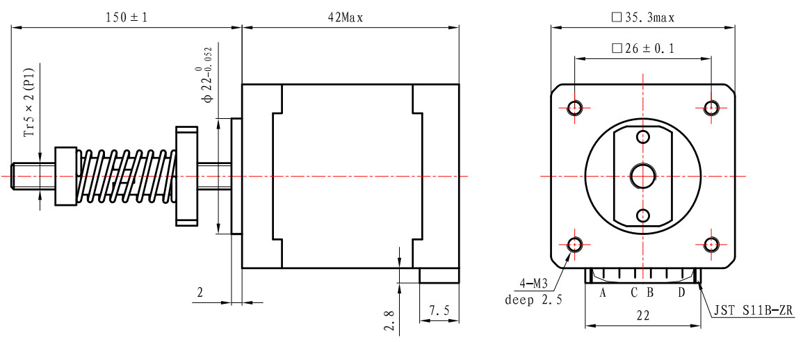 Stepper Motor 42mm body 360mN.m 1.5A for image scanners and precision positioning tools