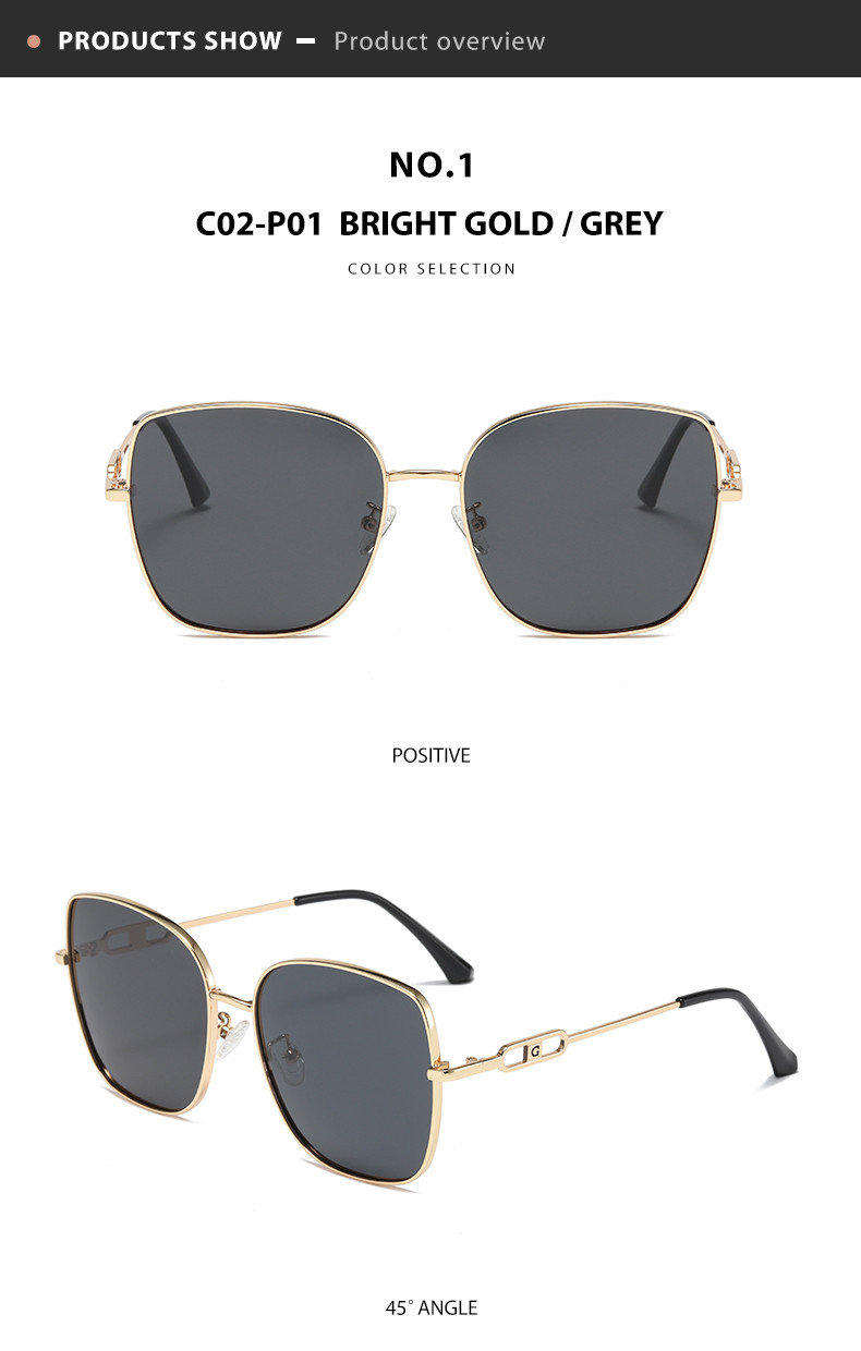 CE Square Ladies Large Sunglasses Metal Frame Flat Top Elastic