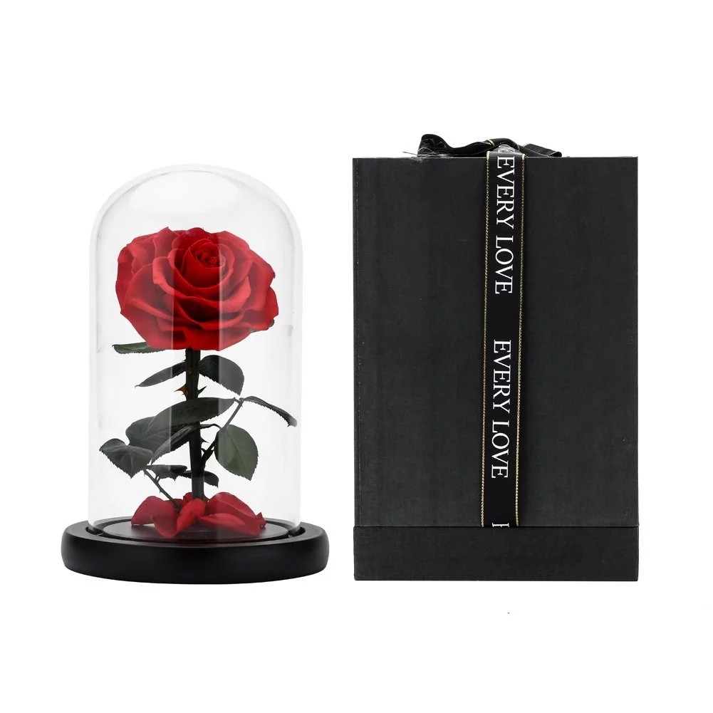 Preserved Flower Eternal Rose in Glass Long Lasting Flowers Home Decoration Everlasting Flowers