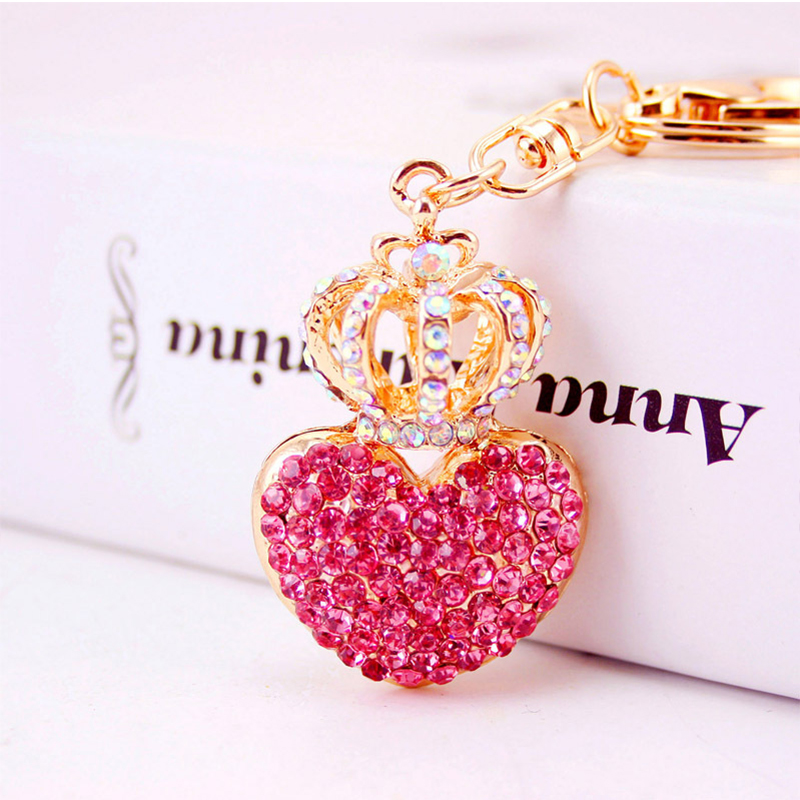 Heart Shaped Key Chain Ornaments 1.3 Inch Wide Crystal Irregular